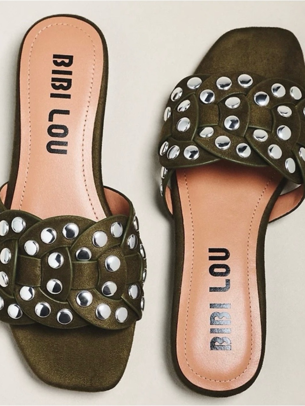 Bibi Lou Studded Slides. Size 8-8.5